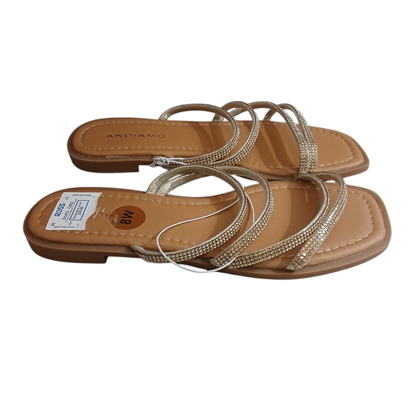 Andiamo Toodles Gold Strappy Sandals Size 8W - Picture 1 of 5